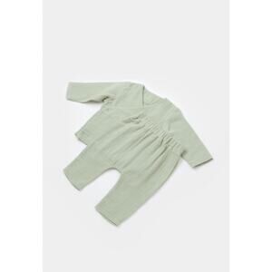 Organic Cotton Baby Outfit Set Green 6-9M GOTS 2 Pc Top Pants